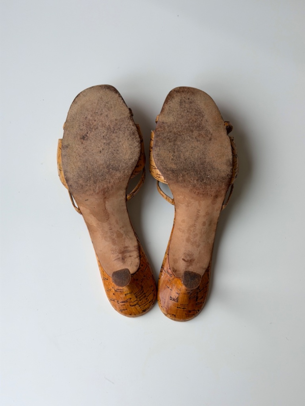 Manolo Blahnik vintage cork & snakeskin sandals – IT 38.5, ~US 8 - Picture 9 of 9